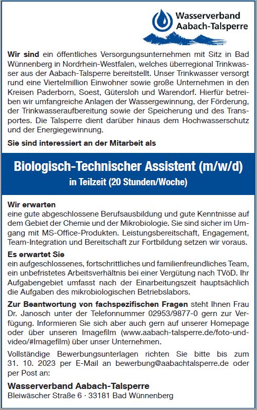 Biologisch-Technischer Assistent (m/w/d)